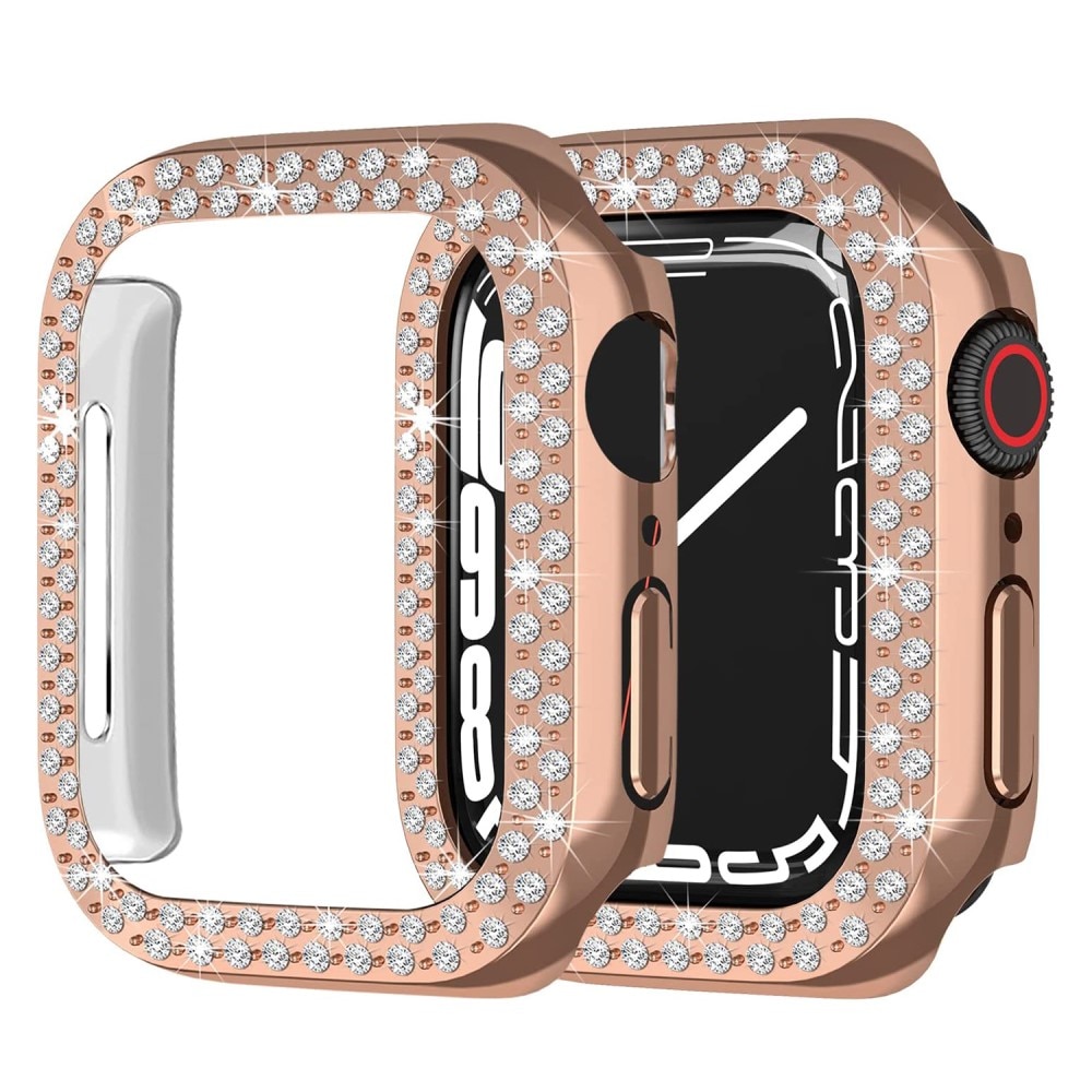 Coque Rhinestone Apple Watch 45mm Series 8 Or rose