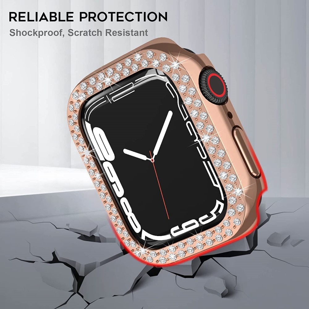 Coque Rhinestone Apple Watch 45mm Series 8 Or rose