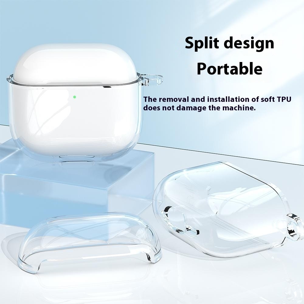 Coque en TPU avec mousqueton Apple AirPods 4, transparent