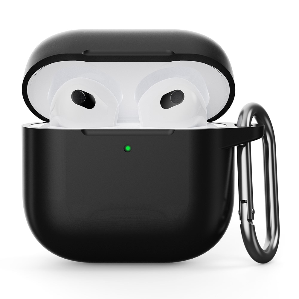 Coque en silicone avec mousqueton Apple AirPods 4, noir