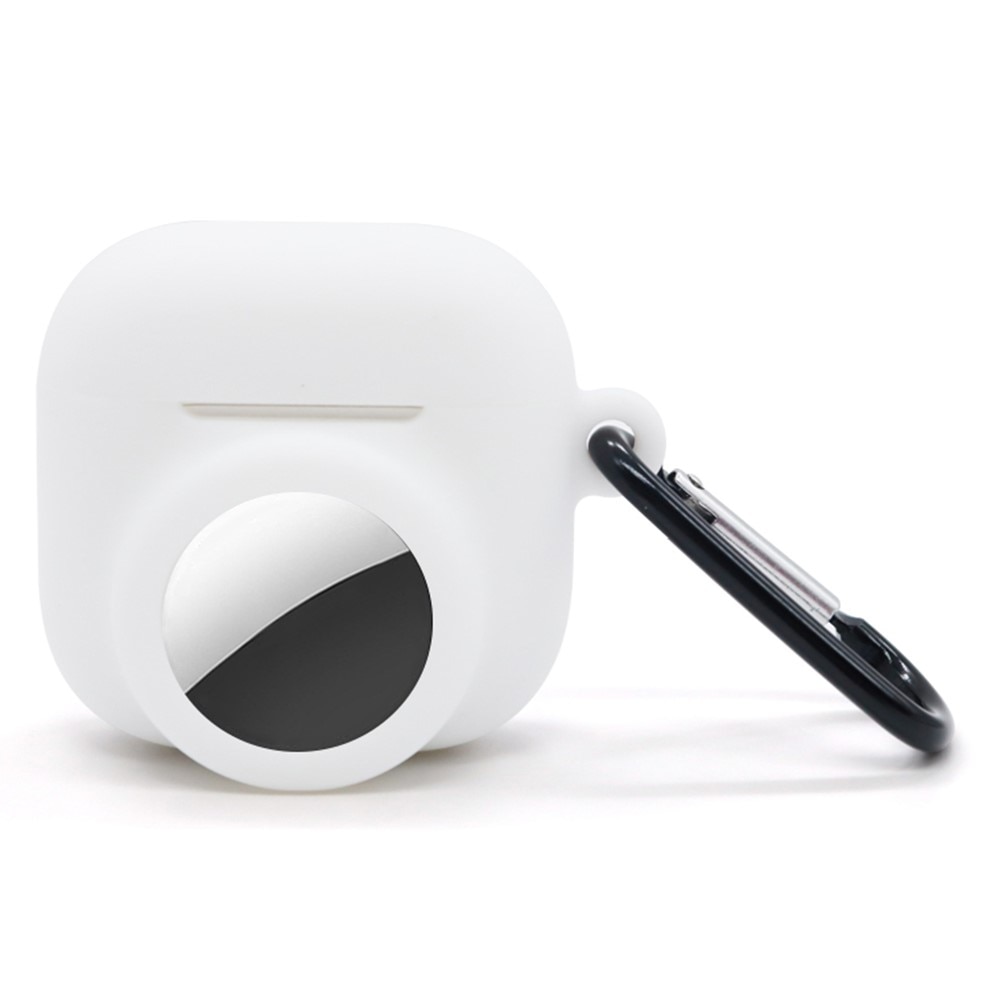 Coque en silicone avec support AirTag Apple AirPods 4 blanc