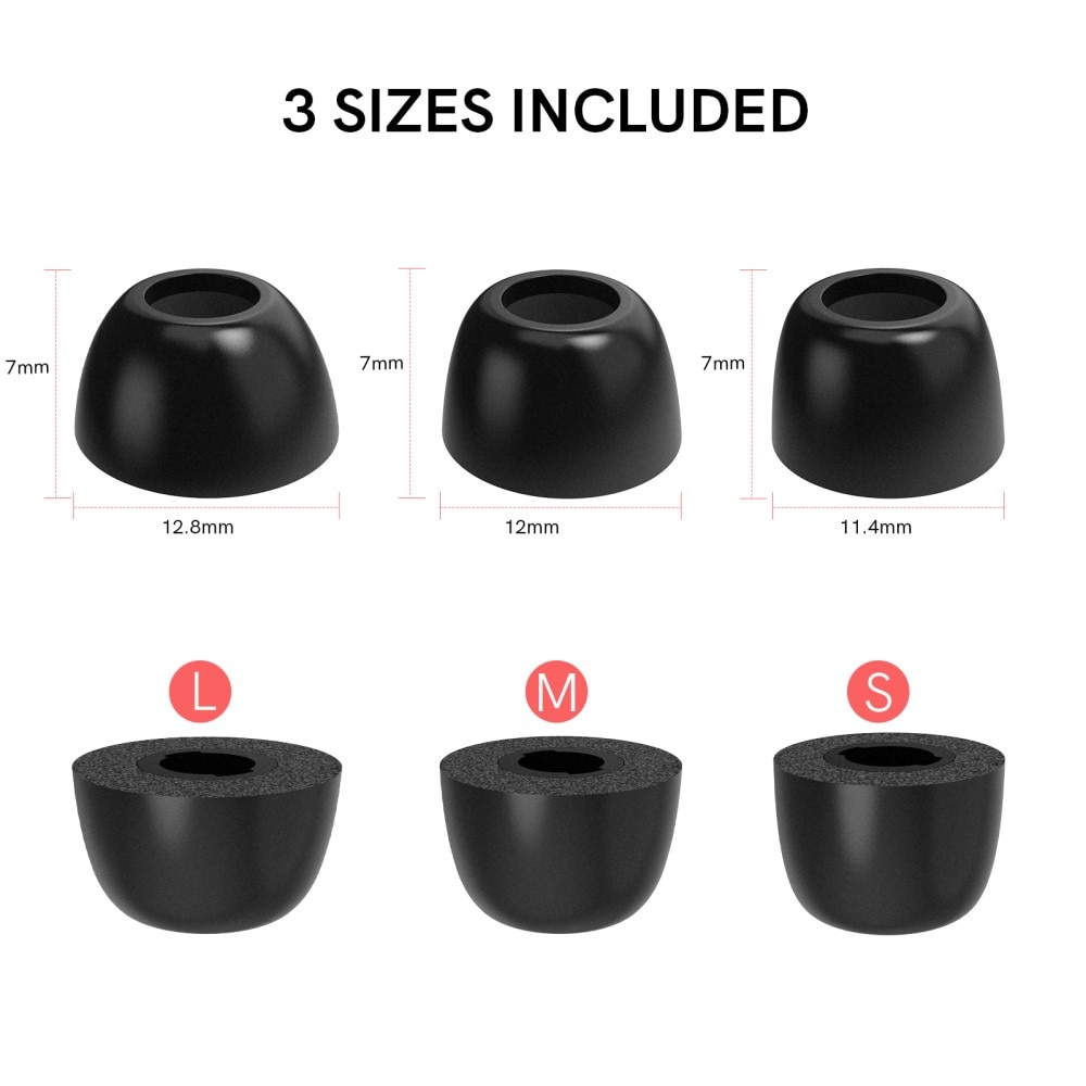 Memory Foam Ear Tips (3-pack) Samsung Galaxy Buds 2 Pro, noir