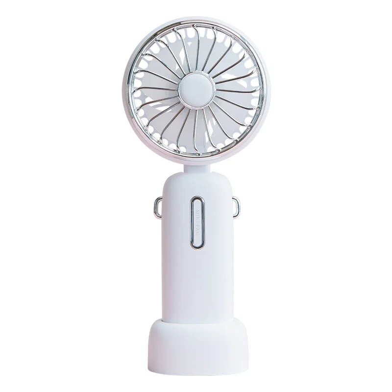 Ventilateur portable avec bandoulière et support, blanc