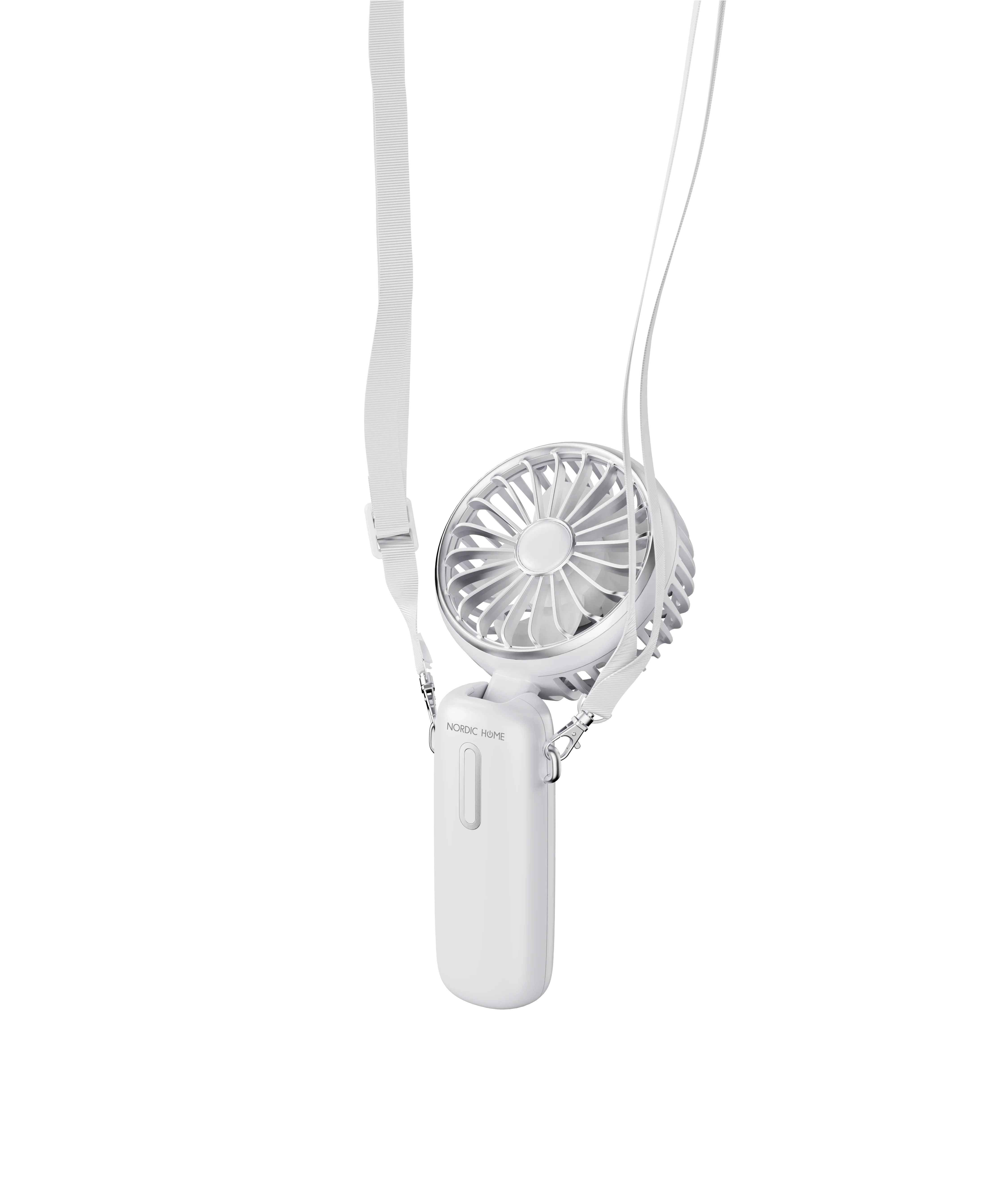 Ventilateur portable avec bandoulière et support, blanc