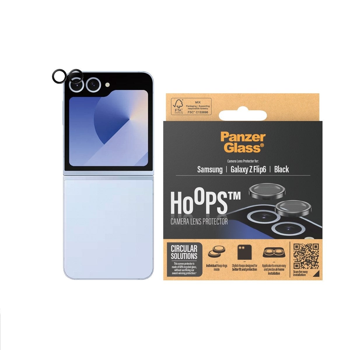 Samsung Galaxy Z Flip 6 Hoops Camera Lens Protector, Black