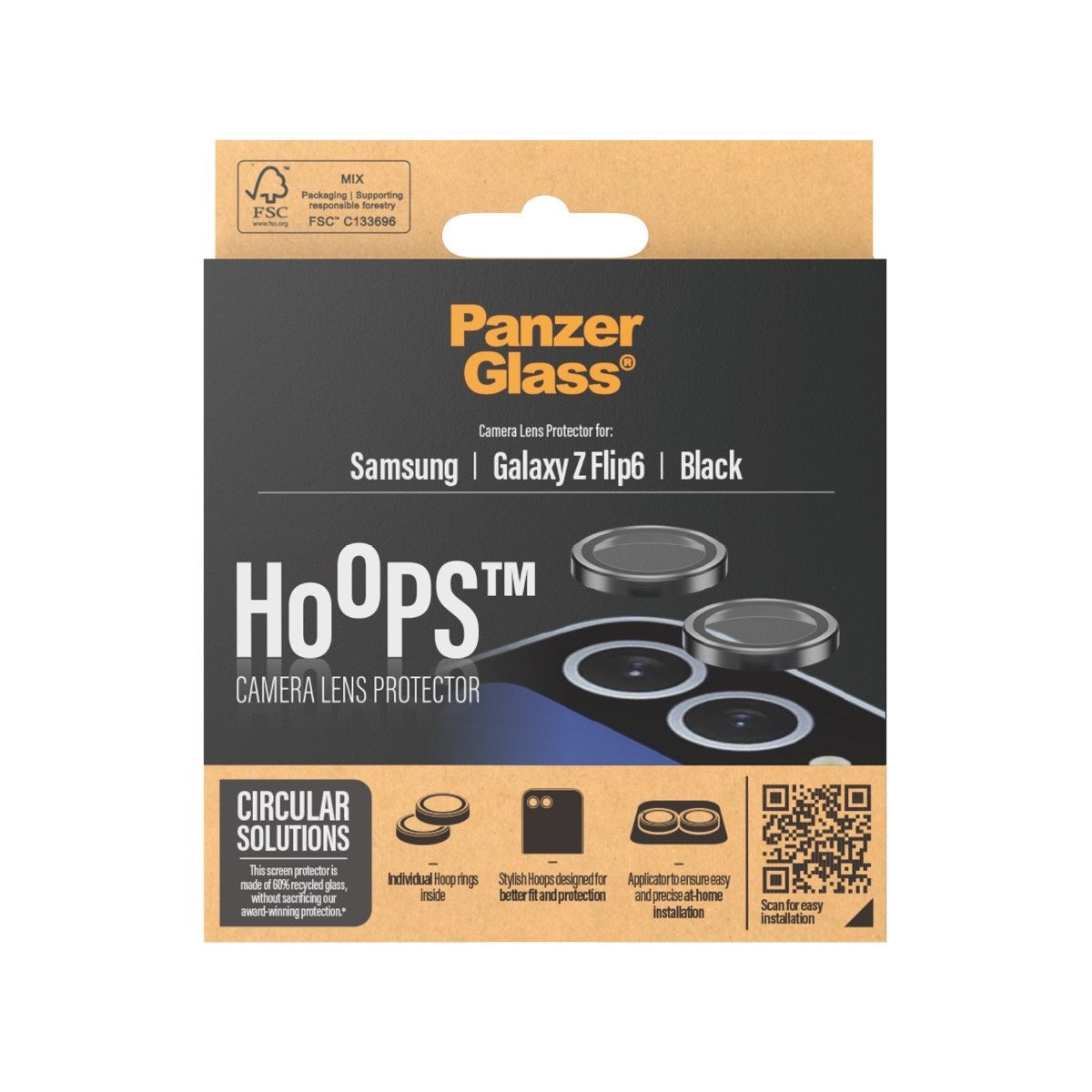 Samsung Galaxy Z Flip 6 Hoops Camera Lens Protector, Black