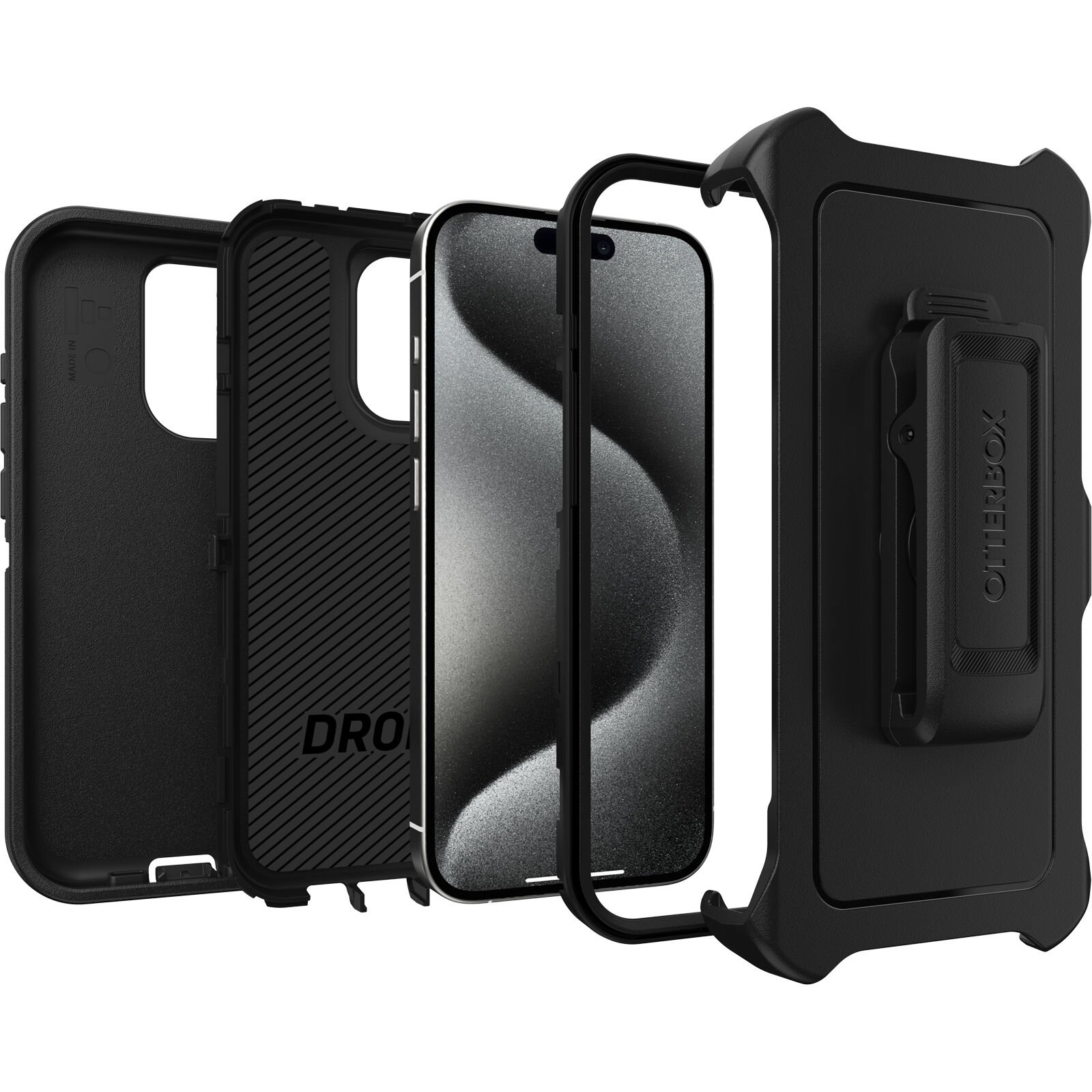 Coque Defender iPhone 15 Pro, noir