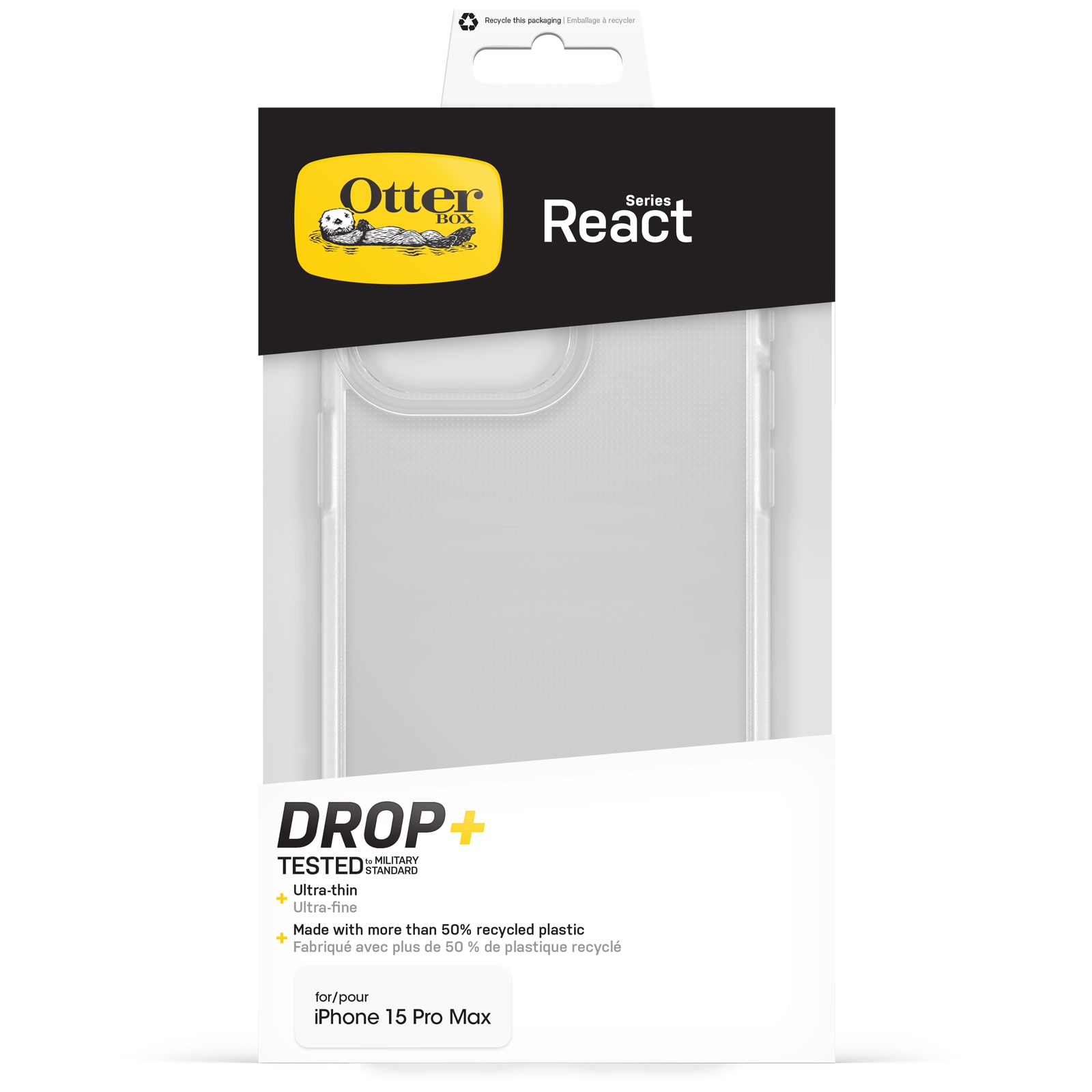 Coque React iPhone 15 Pro Max, Clear