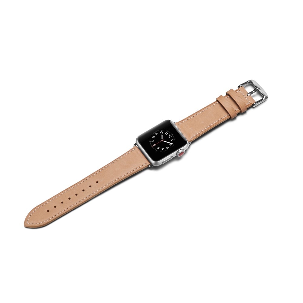 Bracelet en cuir Apple Watch SE 44mm, khaki