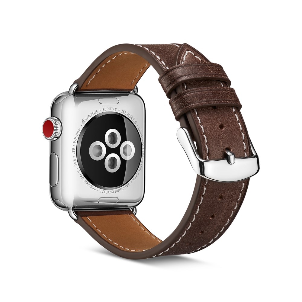 Bracelet en cuir Apple Watch 45mm Series 8 marron