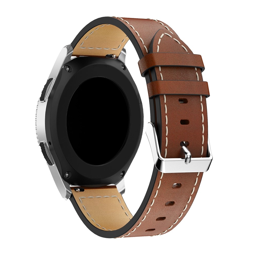 Bracelet en cuir Samsung Galaxy Watch 6 44mm, cognac/argent