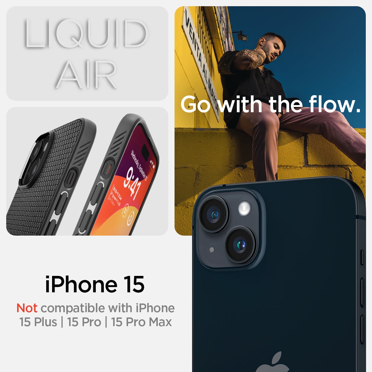 Coque Liquid Air iPhone 15, Black