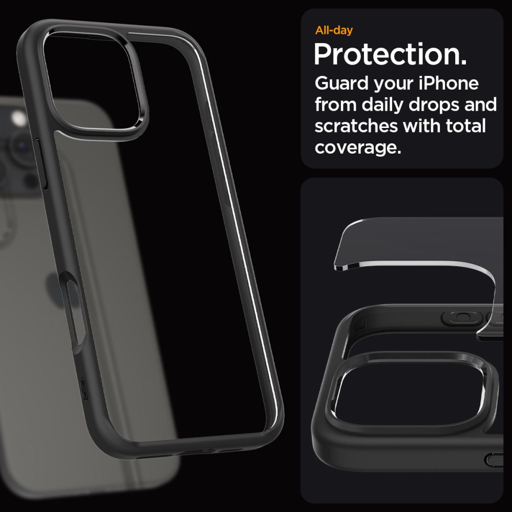 Coque Ultra Hybrid iPhone 16 Pro, Matte Black