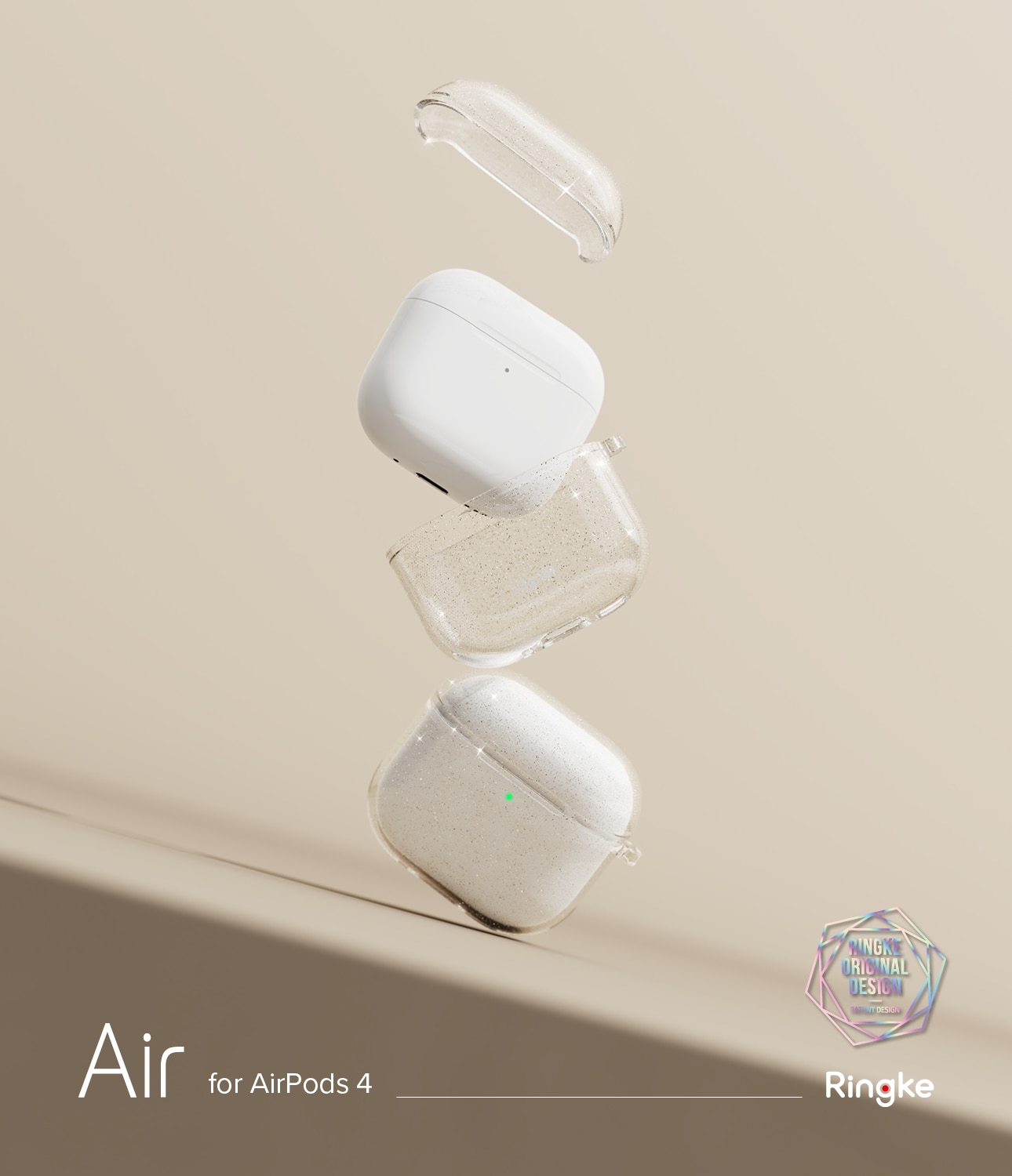 Coque Air Apple AirPods 4, Glitter Clear