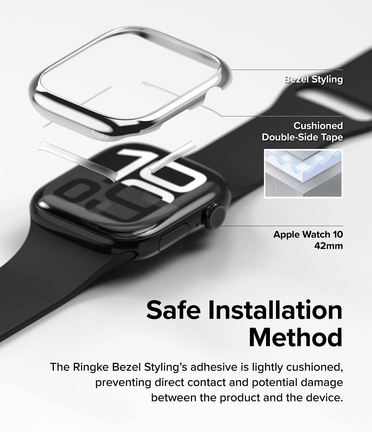 Bezel Styling Apple Watch Series 10 42mm, Glossy Silver