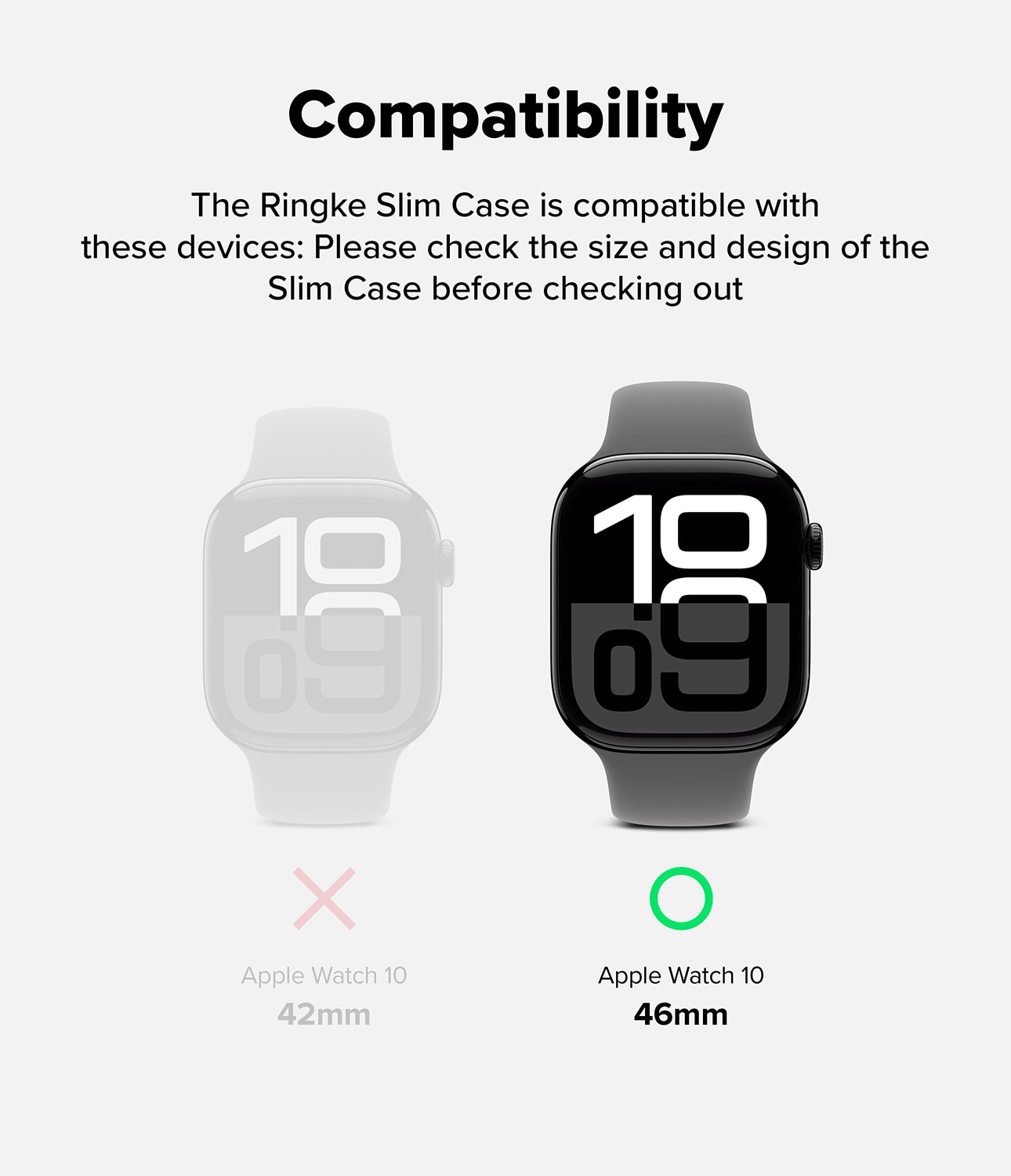 Coque Slim (2 pièces) Apple Watch Series 10 42mm, Matte Black & Clear