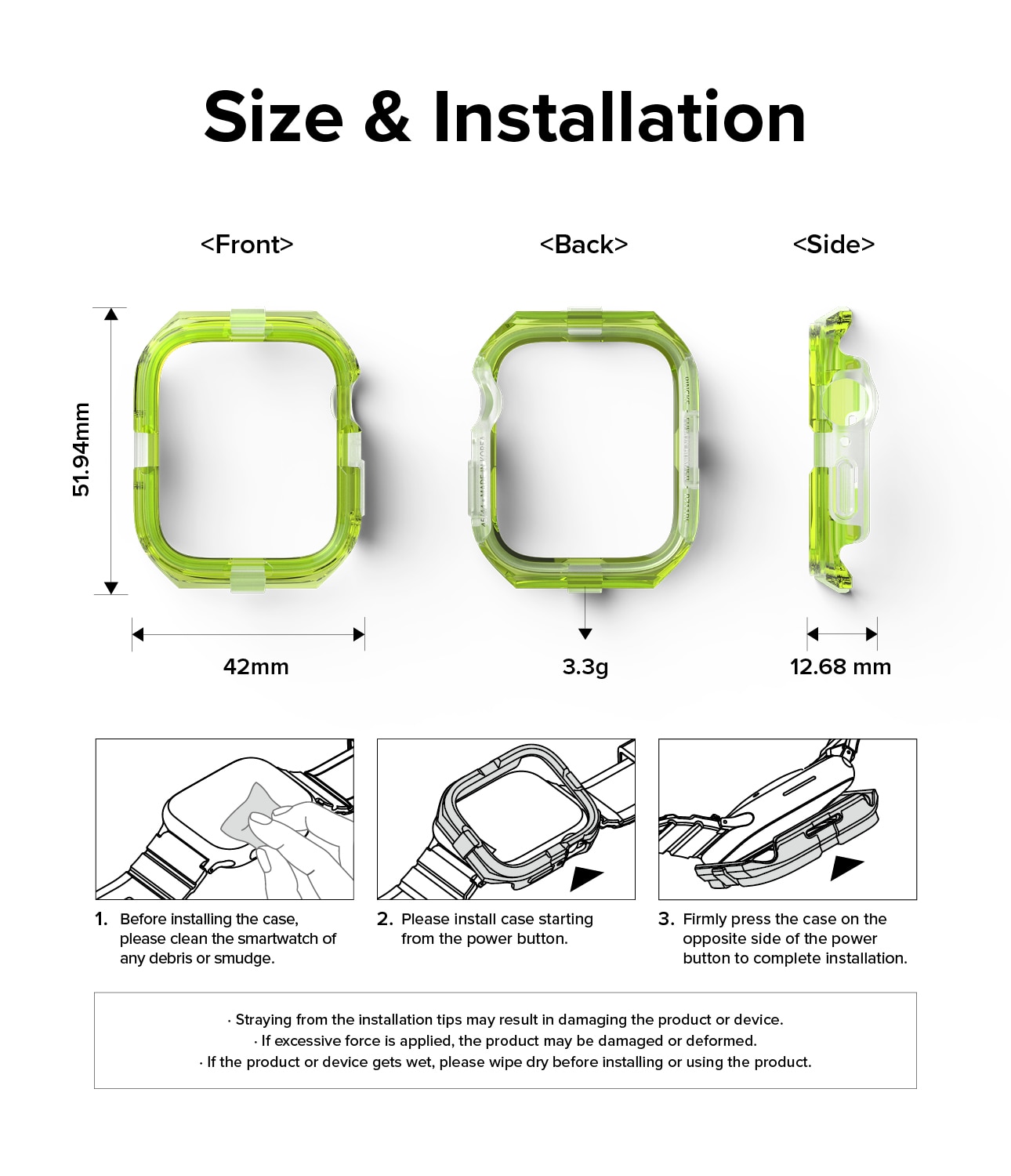 Coque Fusion Bumper Apple Watch 45mm Series 9, Neon Green