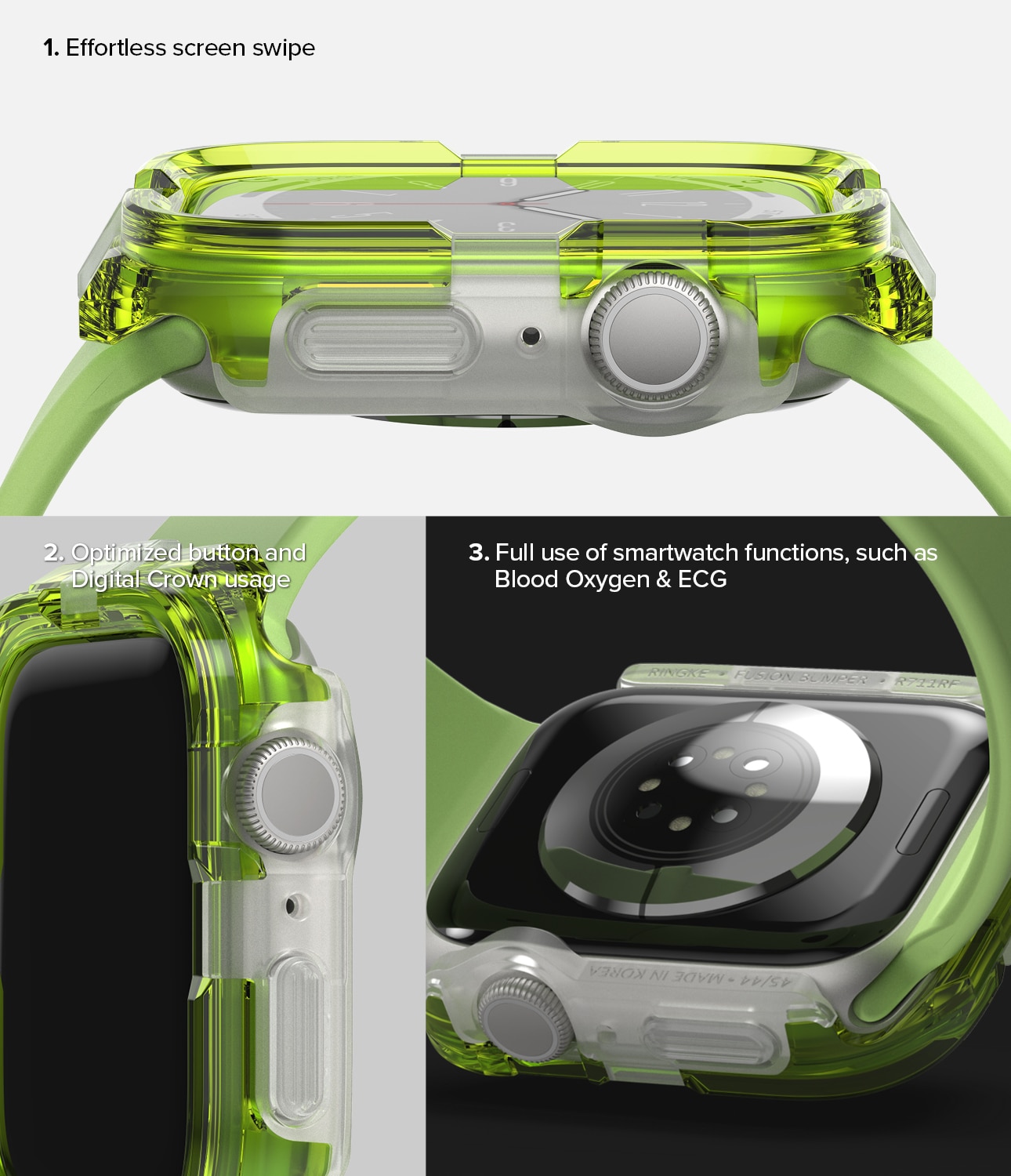 Coque Fusion Bumper Apple Watch 45mm Series 9, Neon Green