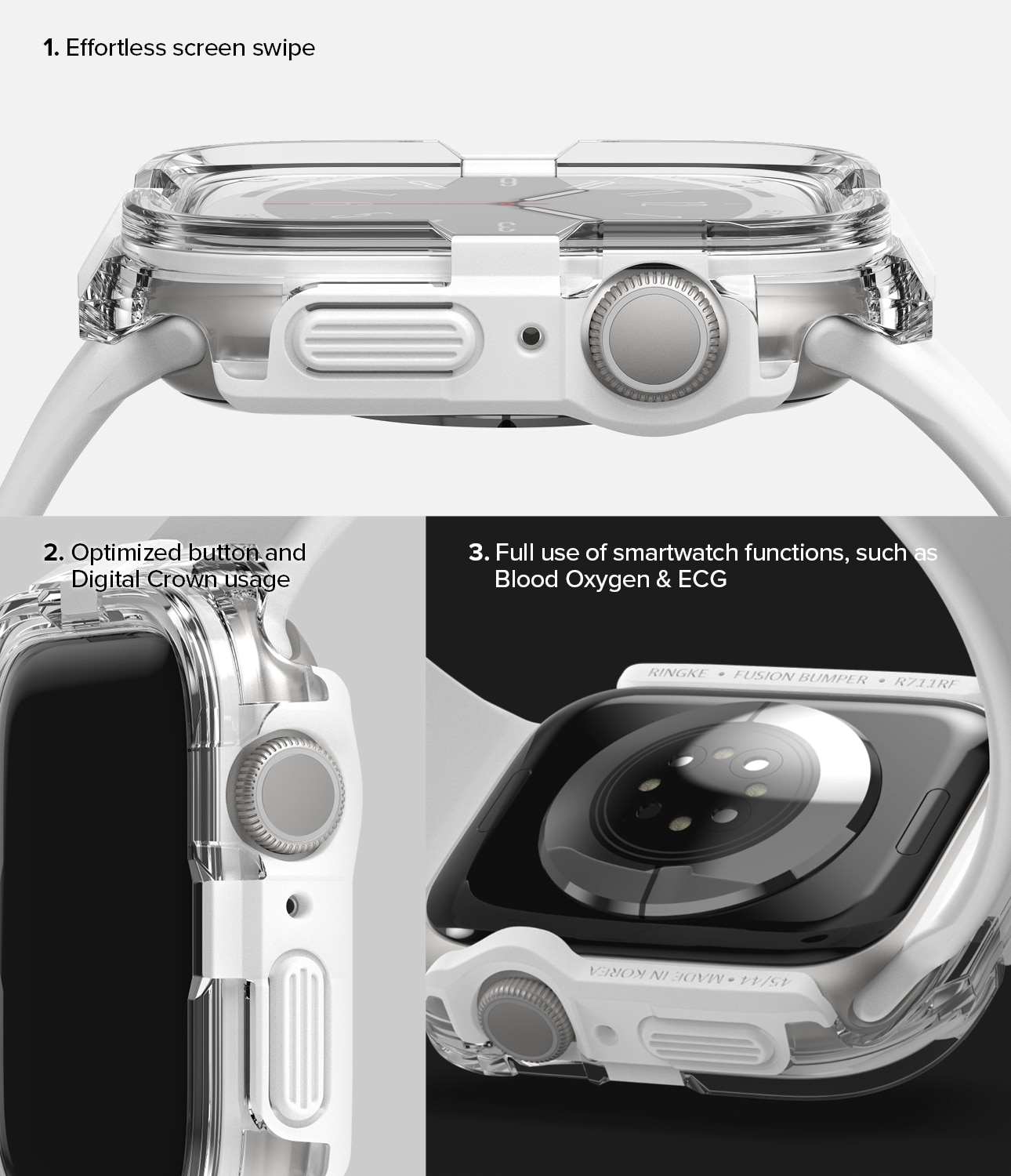 Coque Fusion Bumper Apple Watch 45mm Series 9, White