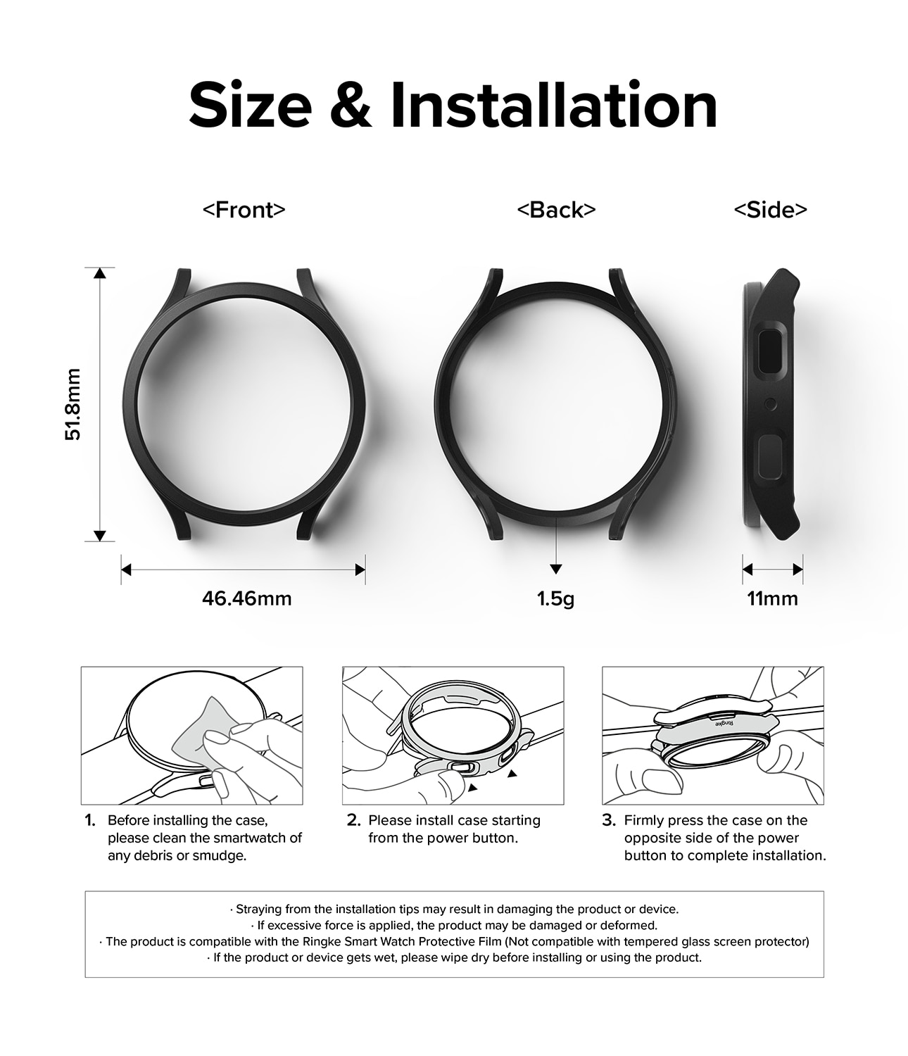 Coque Slim (2 pièces) Galaxy Watch 6 44mm Matte Black & Clear