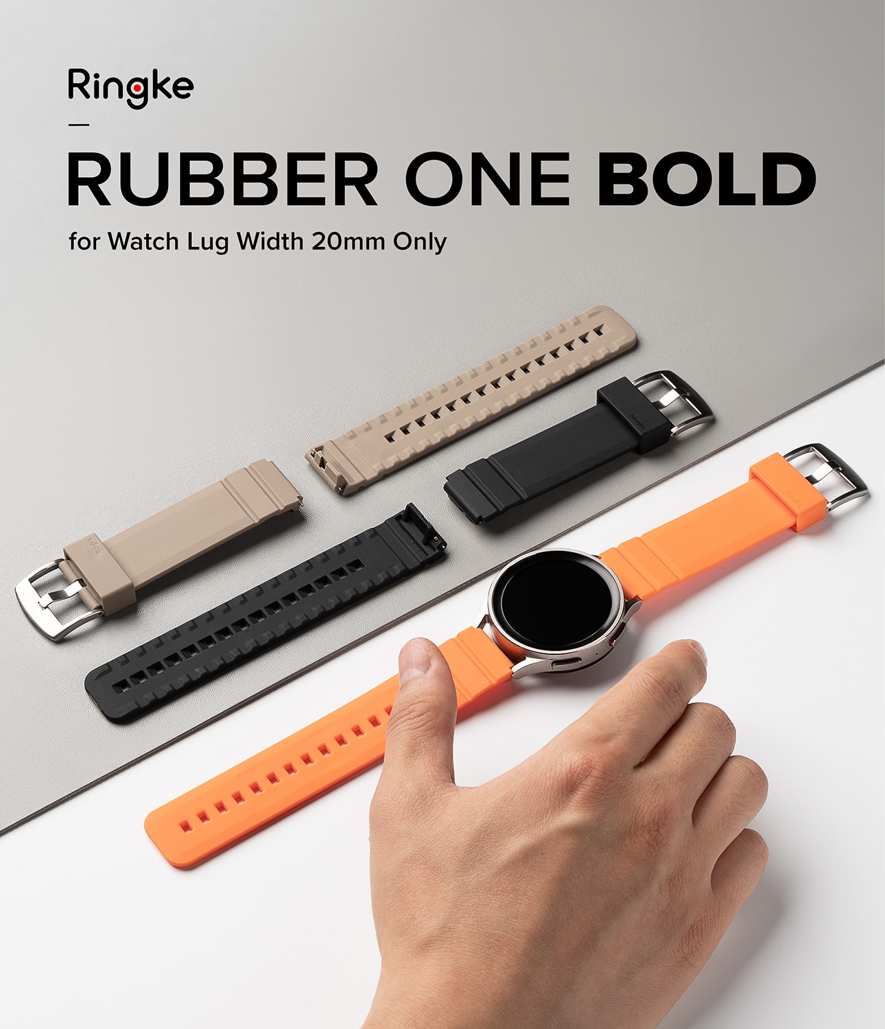 Rubber One Bold Band 20mm Lug Width, Orange