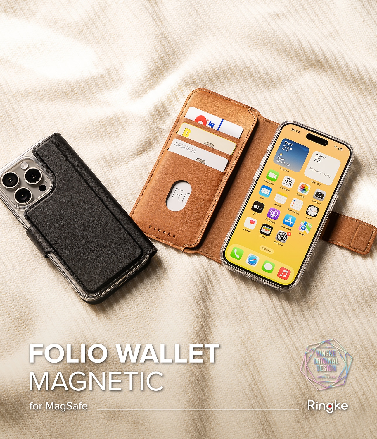 Folio Wallet Magnetic iPhone 15 Plus Black