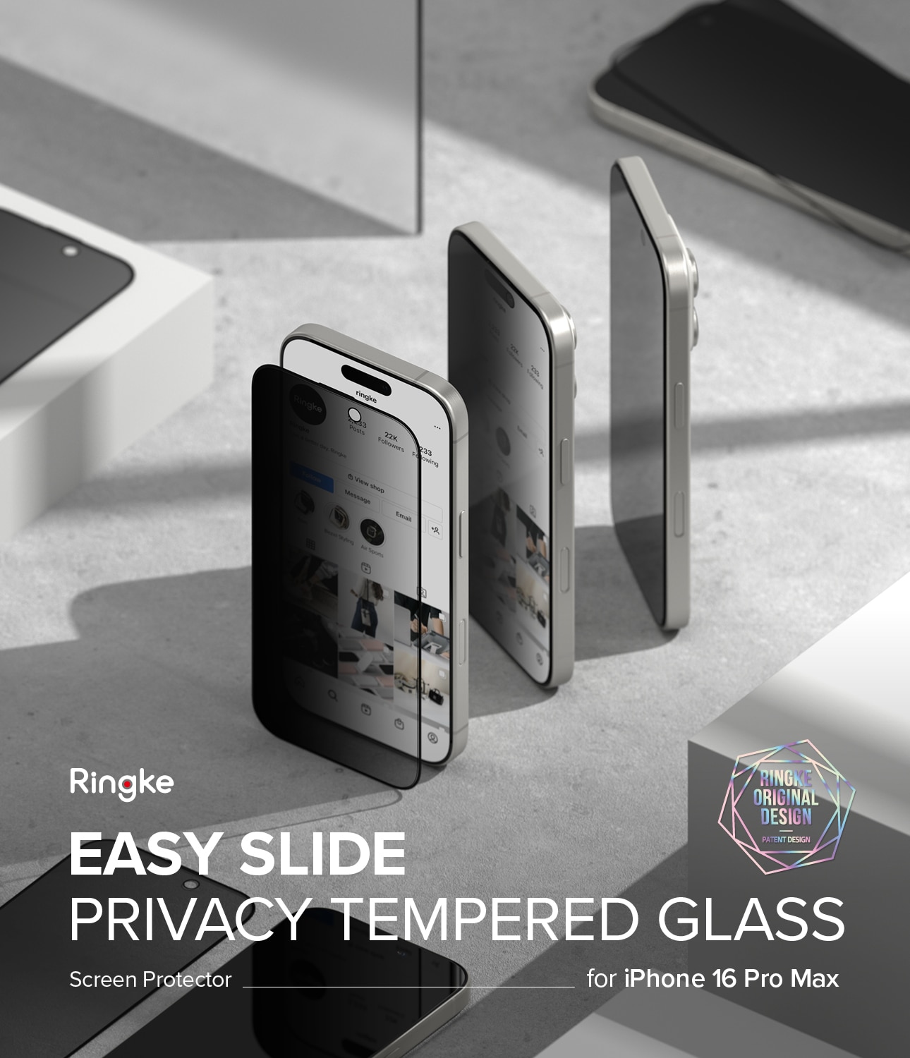 Easy Slide Privacy Glass (2 pièces) iPhone 16 Pro Max