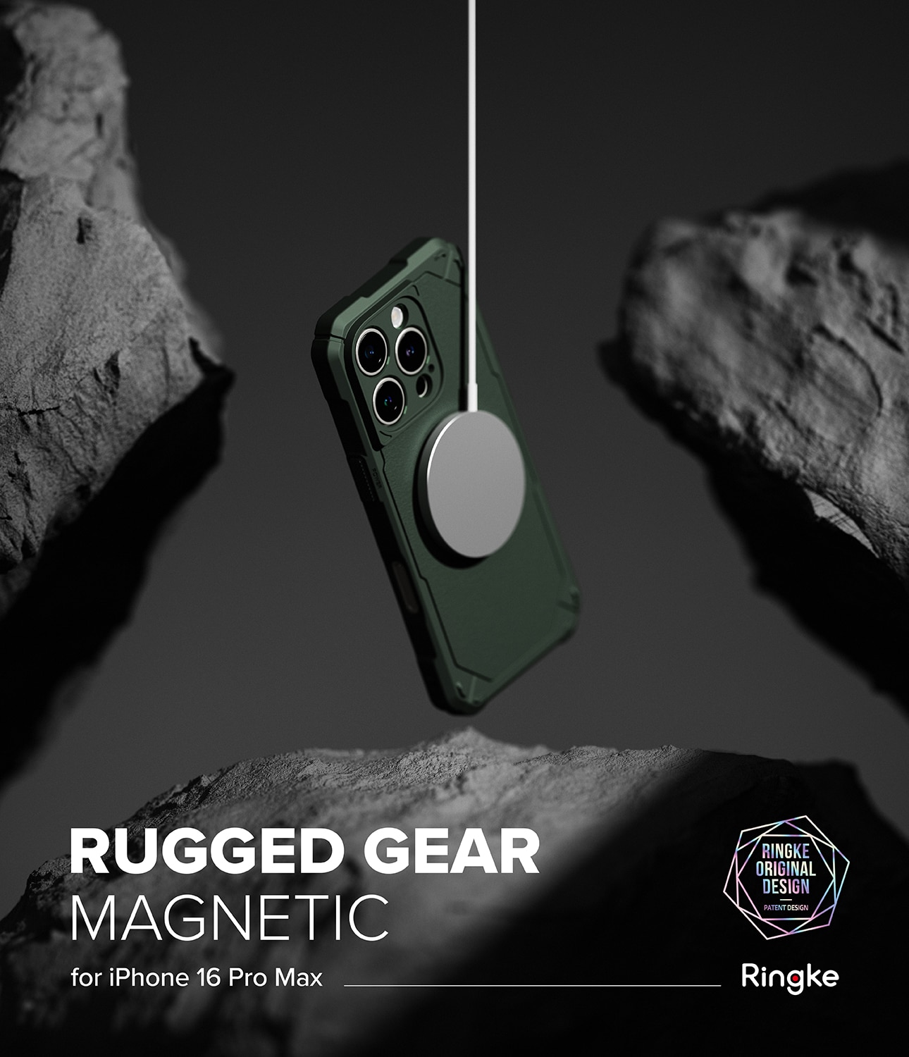 Rugged Gear Magnetic Coque iPhone 16 Pro Max Dark Green