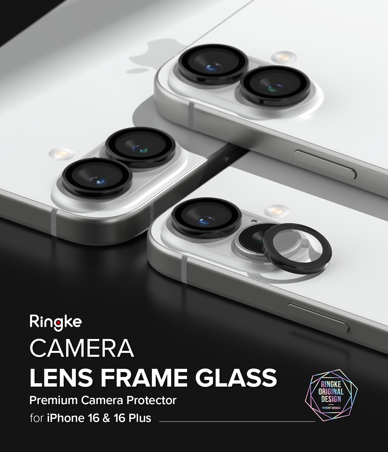 Camera Lens Frame Glass (2 pièces) iPhone 16 Black