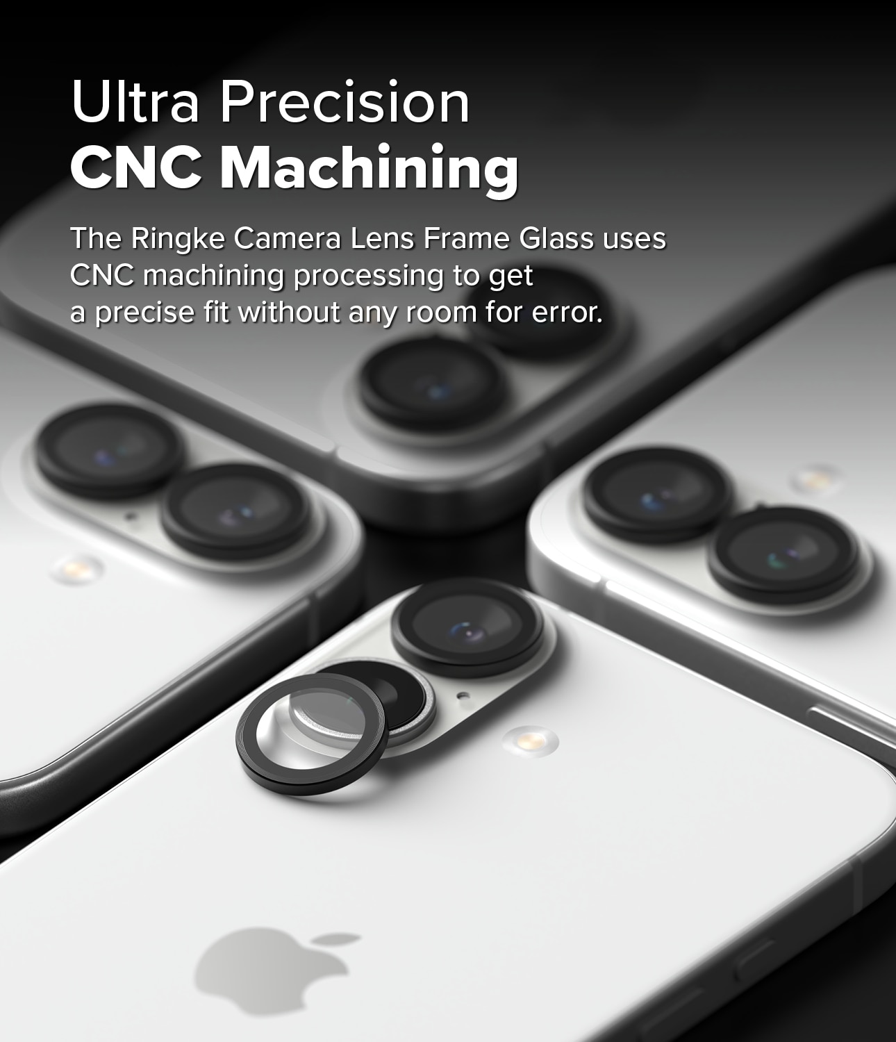 Camera Lens Frame Glass (2 pièces) iPhone 16 Plus Black