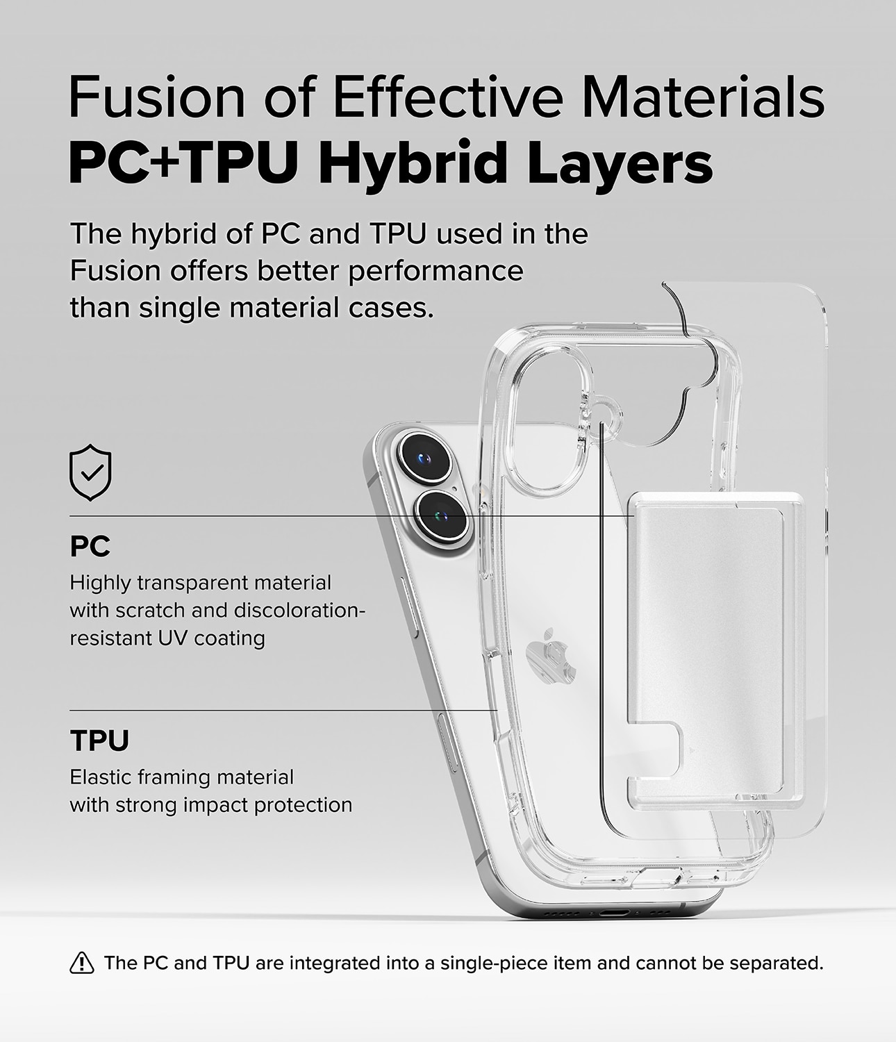 Coque Fusion Card iPhone 16, transparent