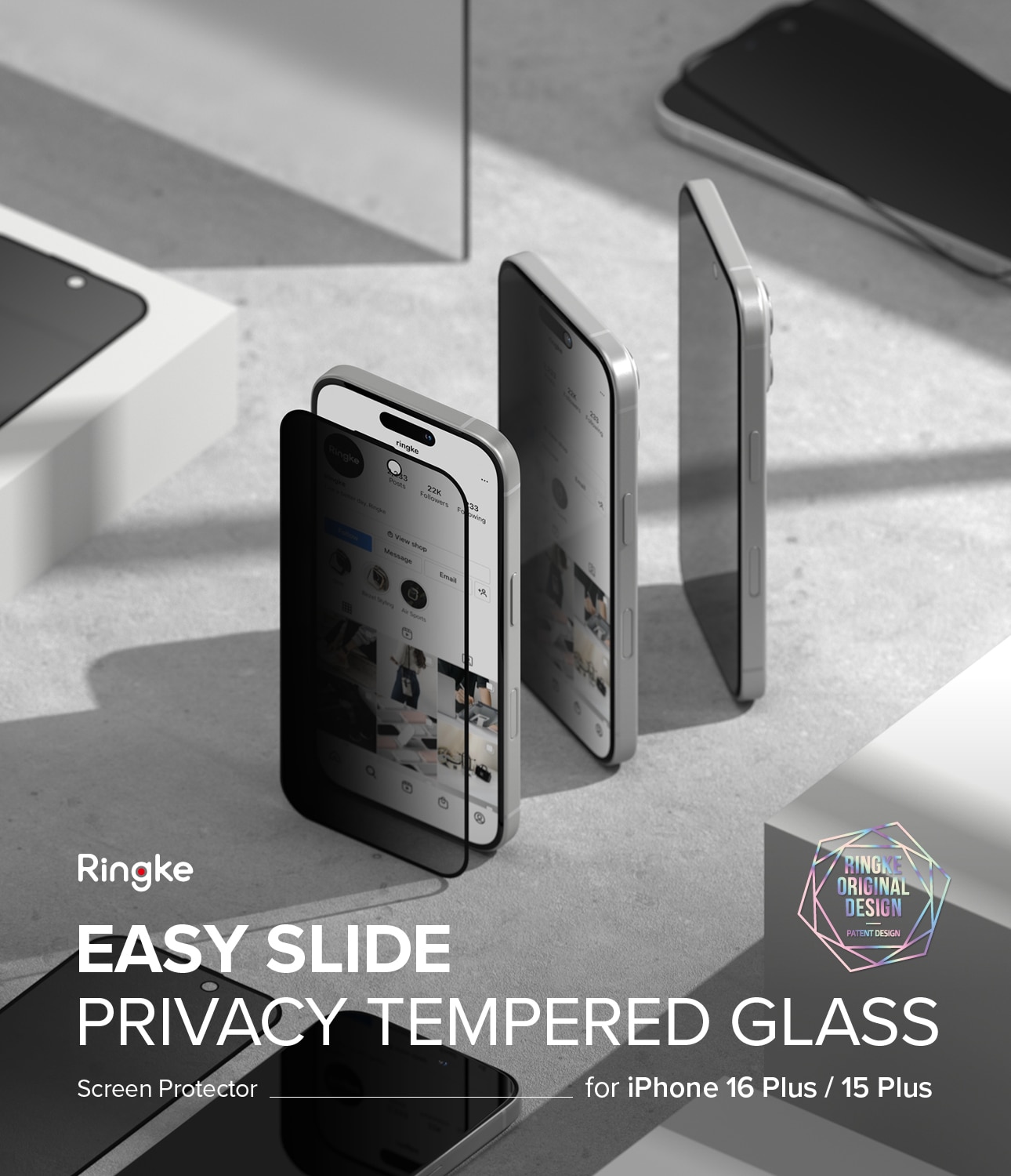 Easy Slide Privacy Glass (2 pièces) iPhone 16 Plus