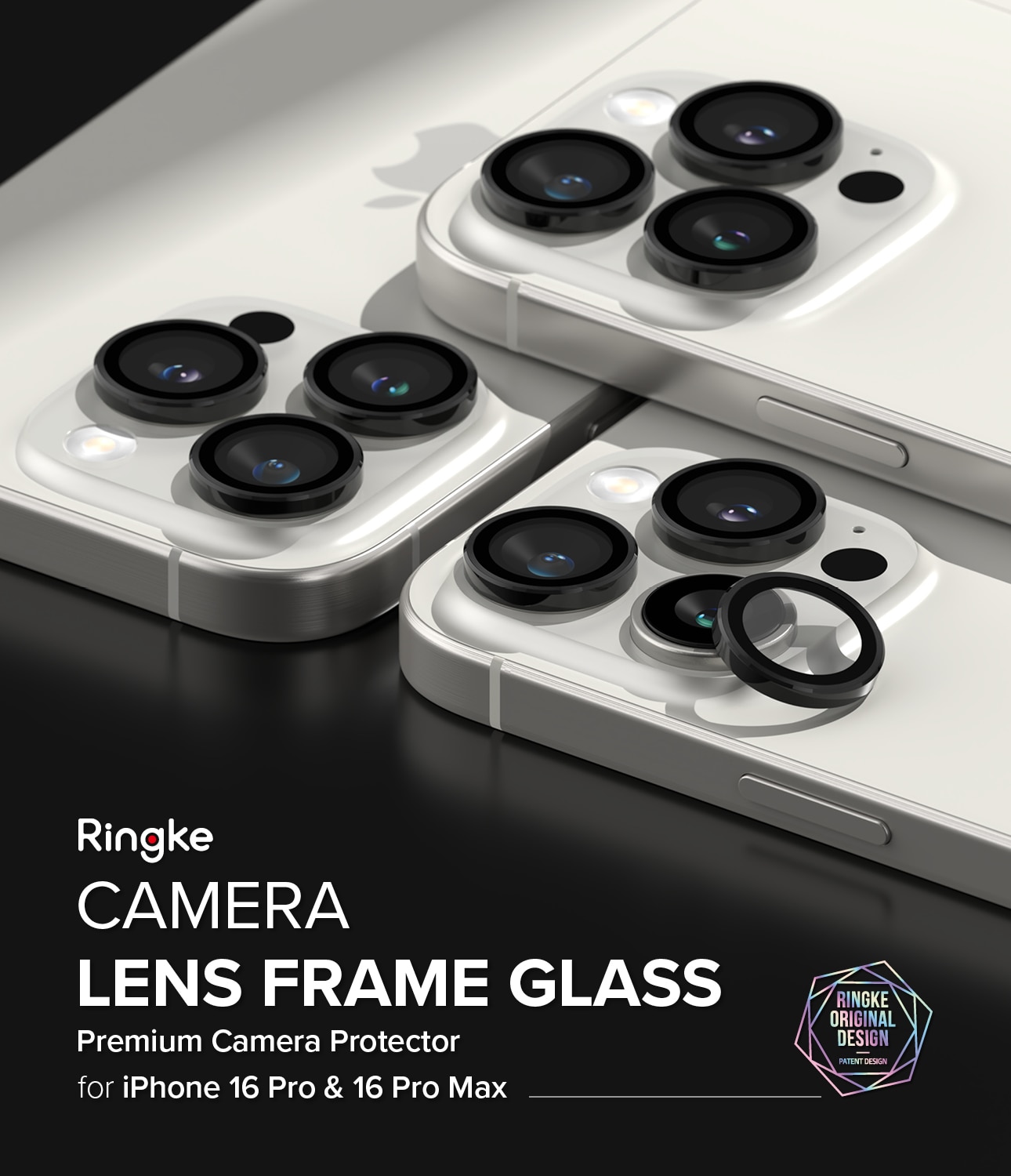 Camera Lens Frame Glass (2 pièces) iPhone 16 Pro Black