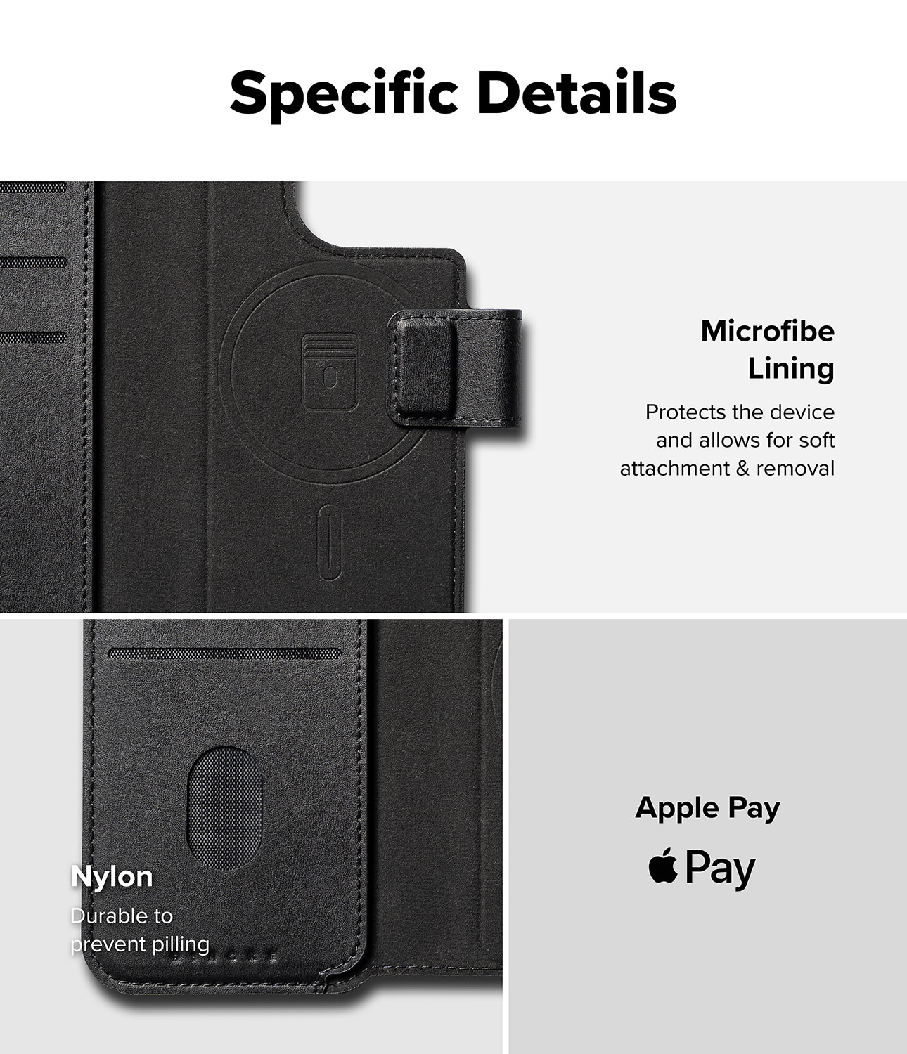 Folio Wallet Magnetic iPhone 16 Black