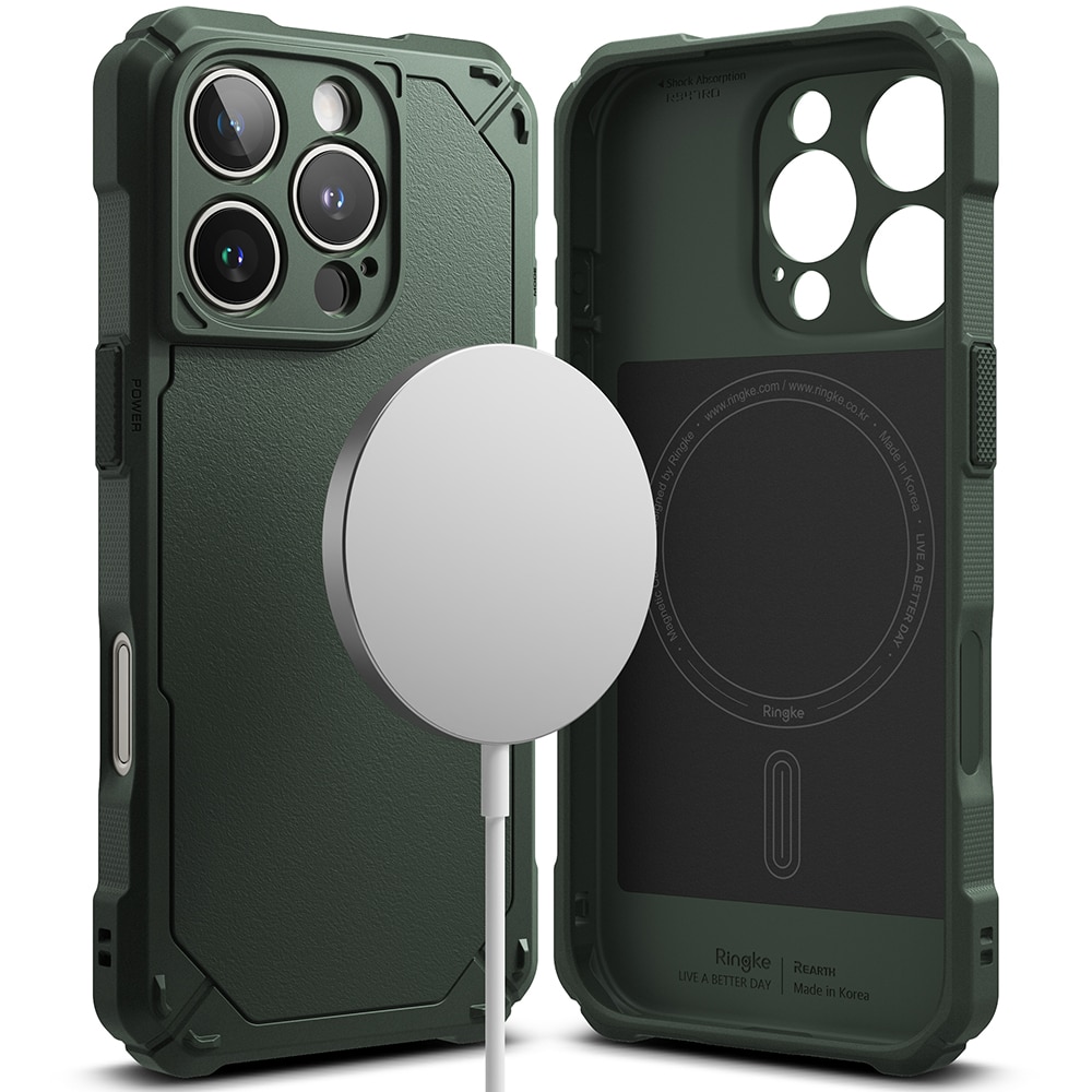 Rugged Gear Magnetic Coque iPhone 16 Pro Dark Green