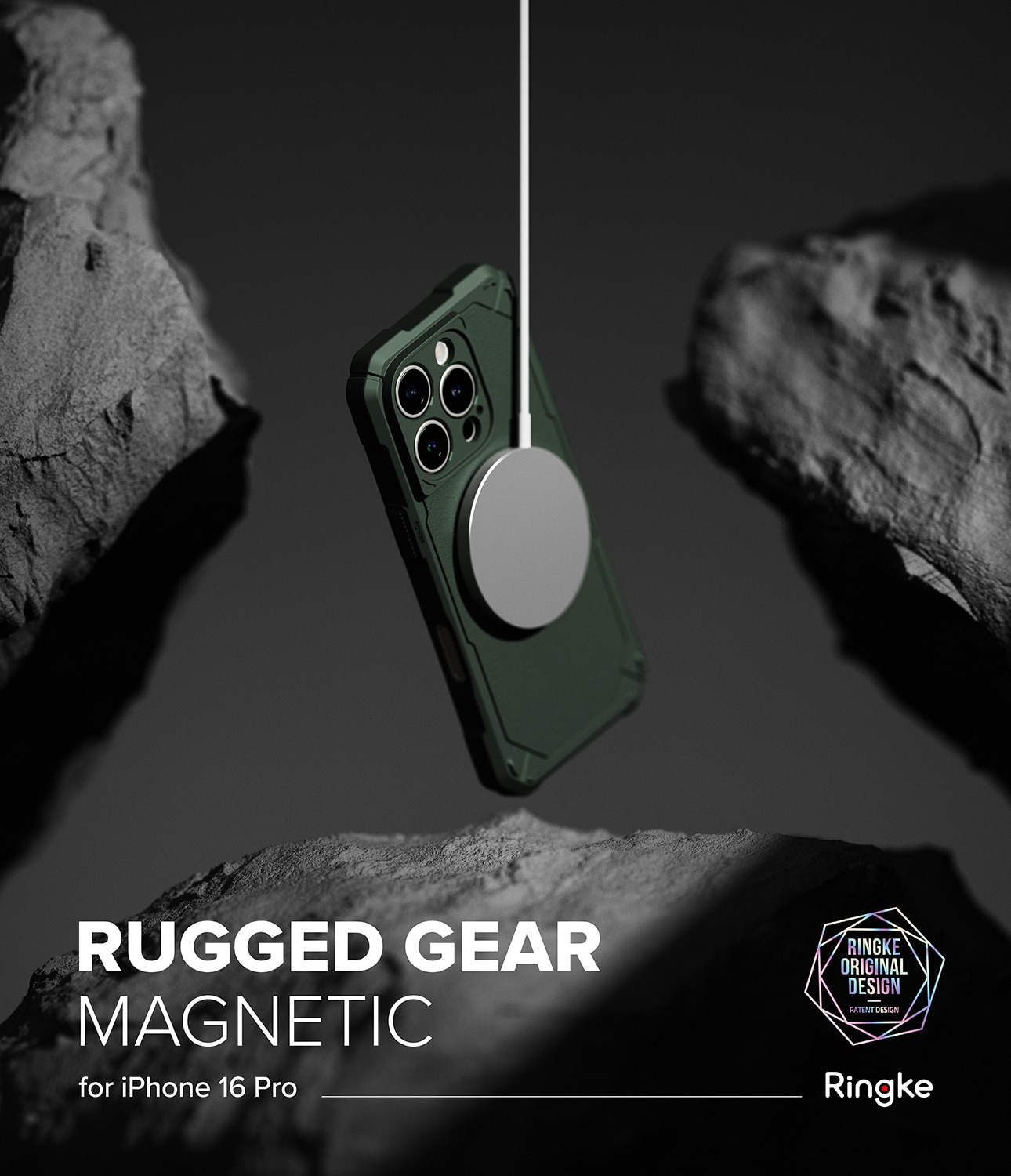 Rugged Gear Magnetic Coque iPhone 16 Pro Dark Green