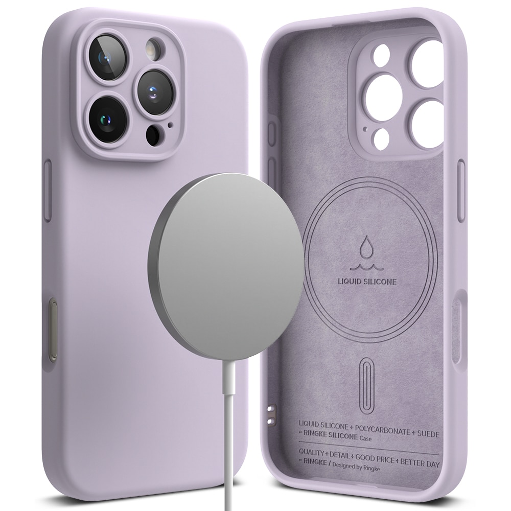 Silicone Magnetic Coque iPhone 16 Pro Max Light Purple