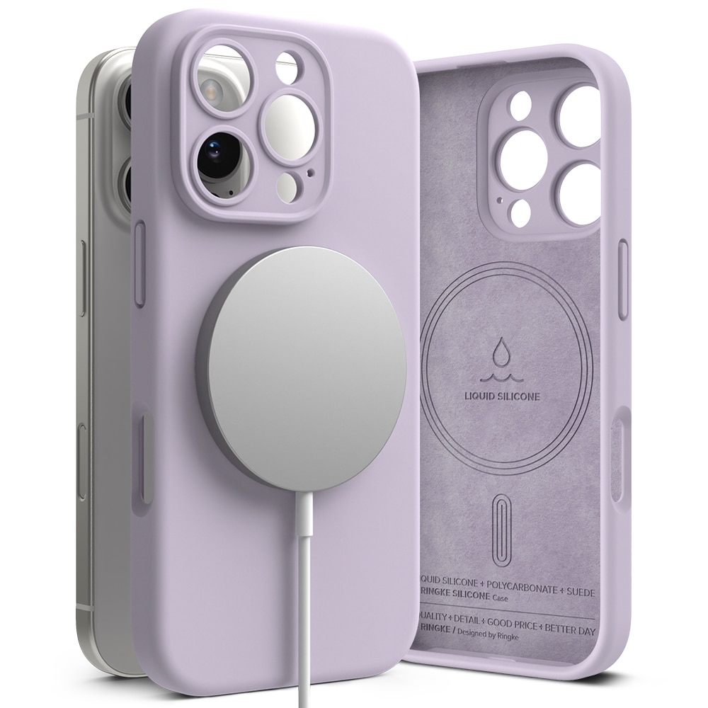 Silicone Magnetic Coque iPhone 16 Pro Light Purple