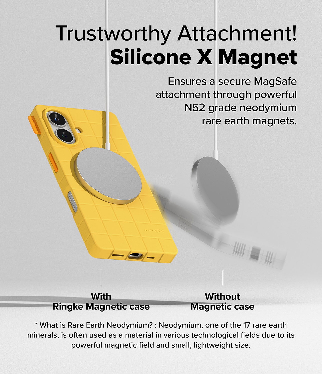 Bitmap Silicone Magnetic Coque iPhone 16 Yellow