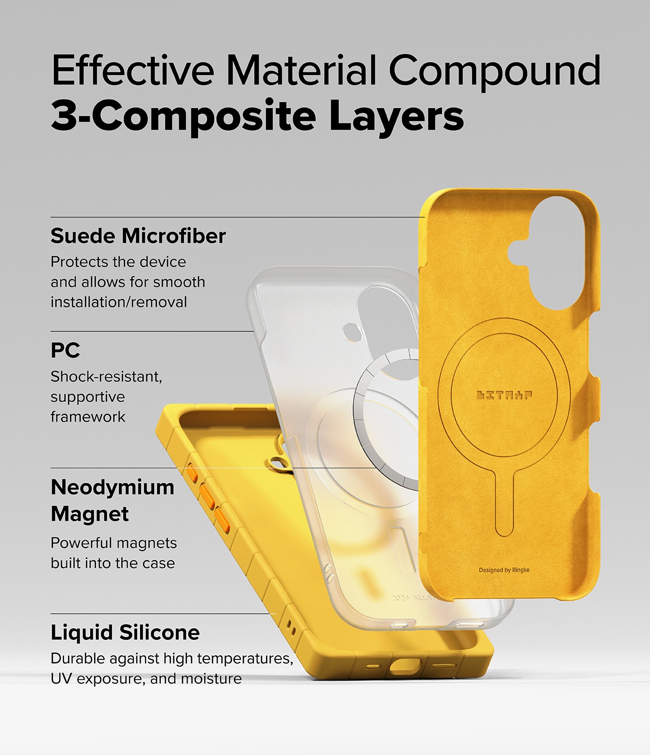 Bitmap Silicone Magnetic Coque iPhone 16 Yellow