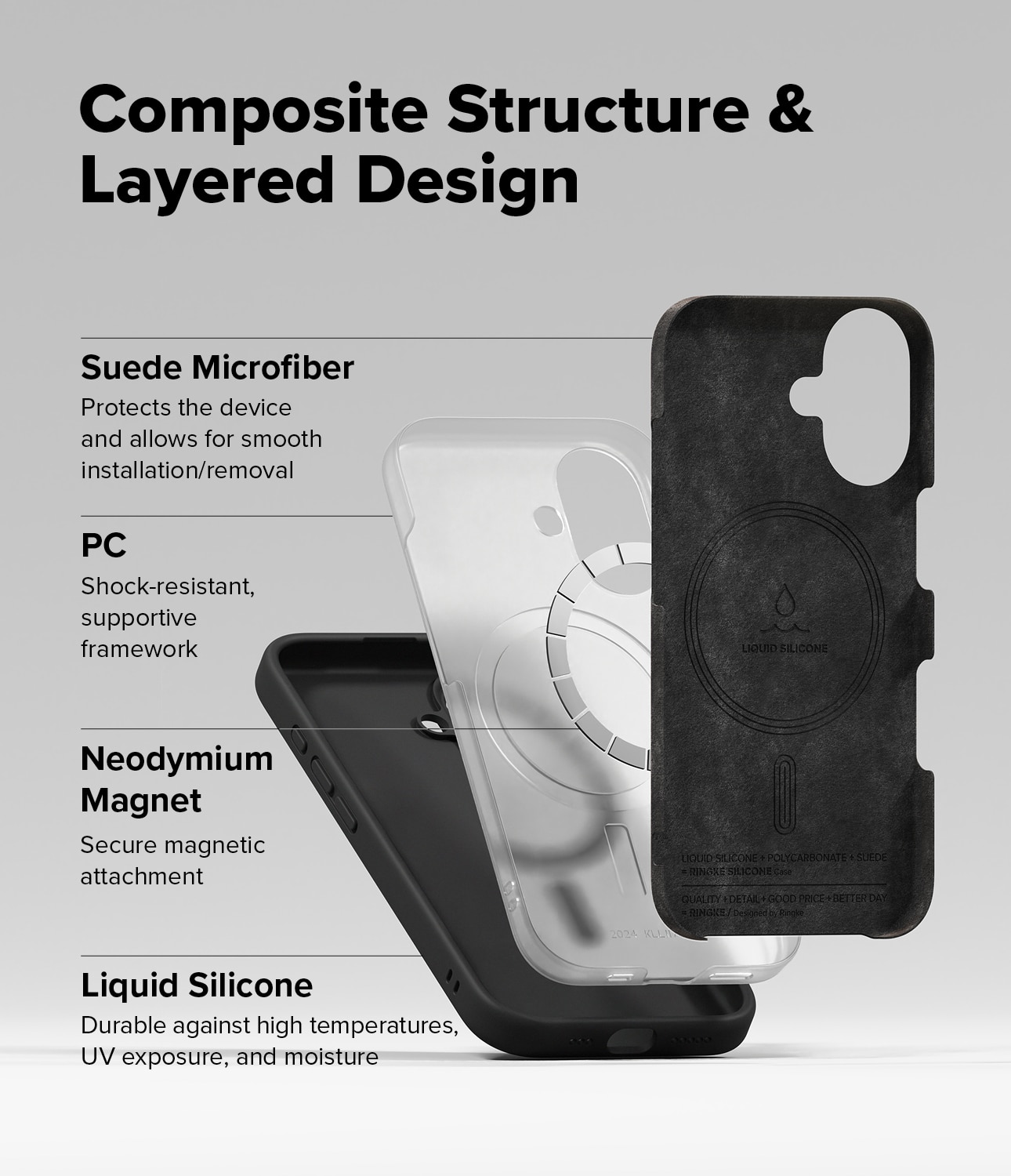 Silicone Magnetic Coque iPhone 16 Black