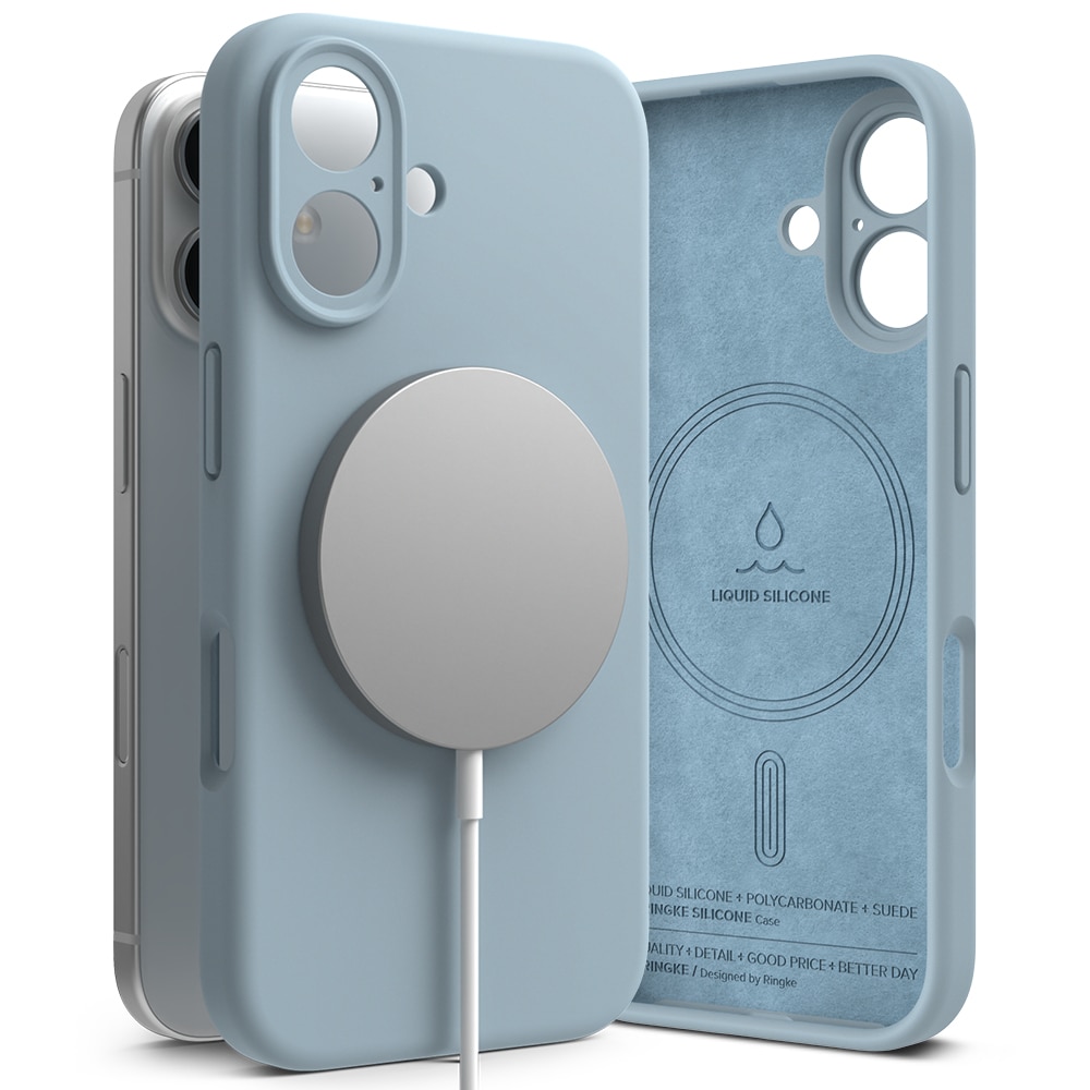 Silicone Magnetic Coque iPhone 16 Blue