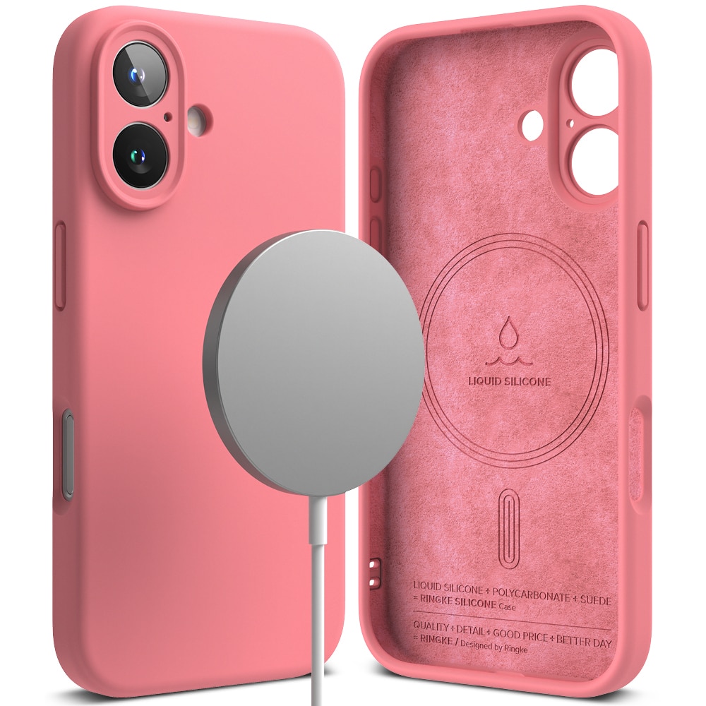 Silicone Magnetic Coque iPhone 16 Pink