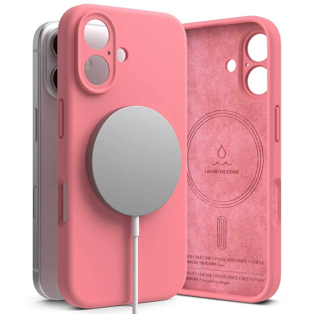 Silicone Magnetic Coque iPhone 16 Pink