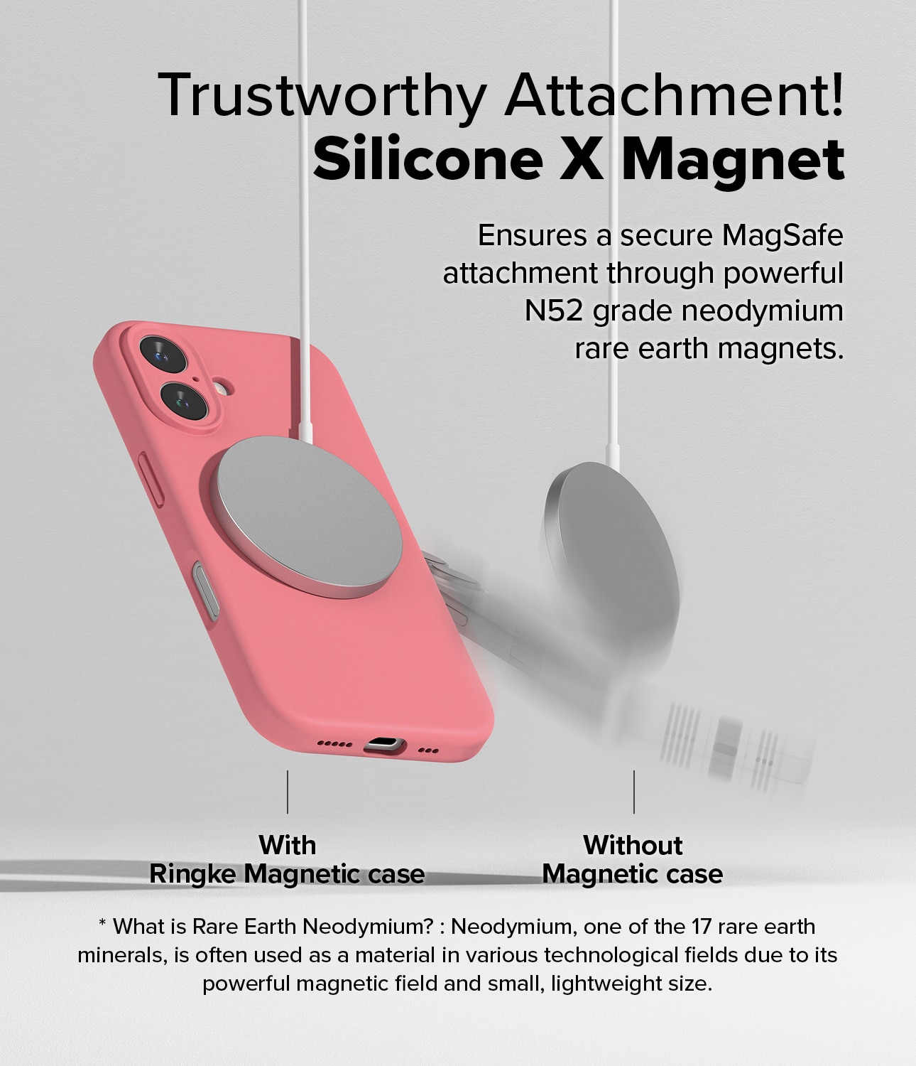 Silicone Magnetic Coque iPhone 16 Pink