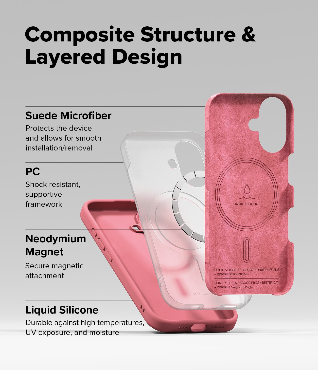 Silicone Magnetic Coque iPhone 16 Pink