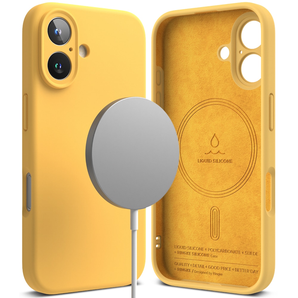 Silicone Magnetic Coque iPhone 16 Yellow