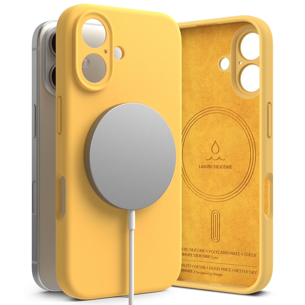 Silicone Magnetic Coque iPhone 16 Yellow