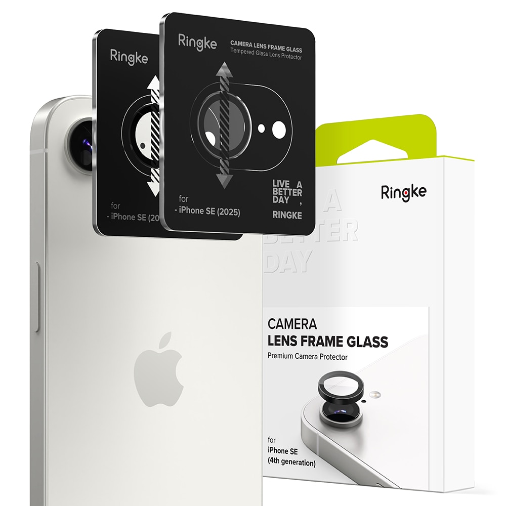 Camera Lens Frame Glass (2 pièces) iPhone SE 4 Black