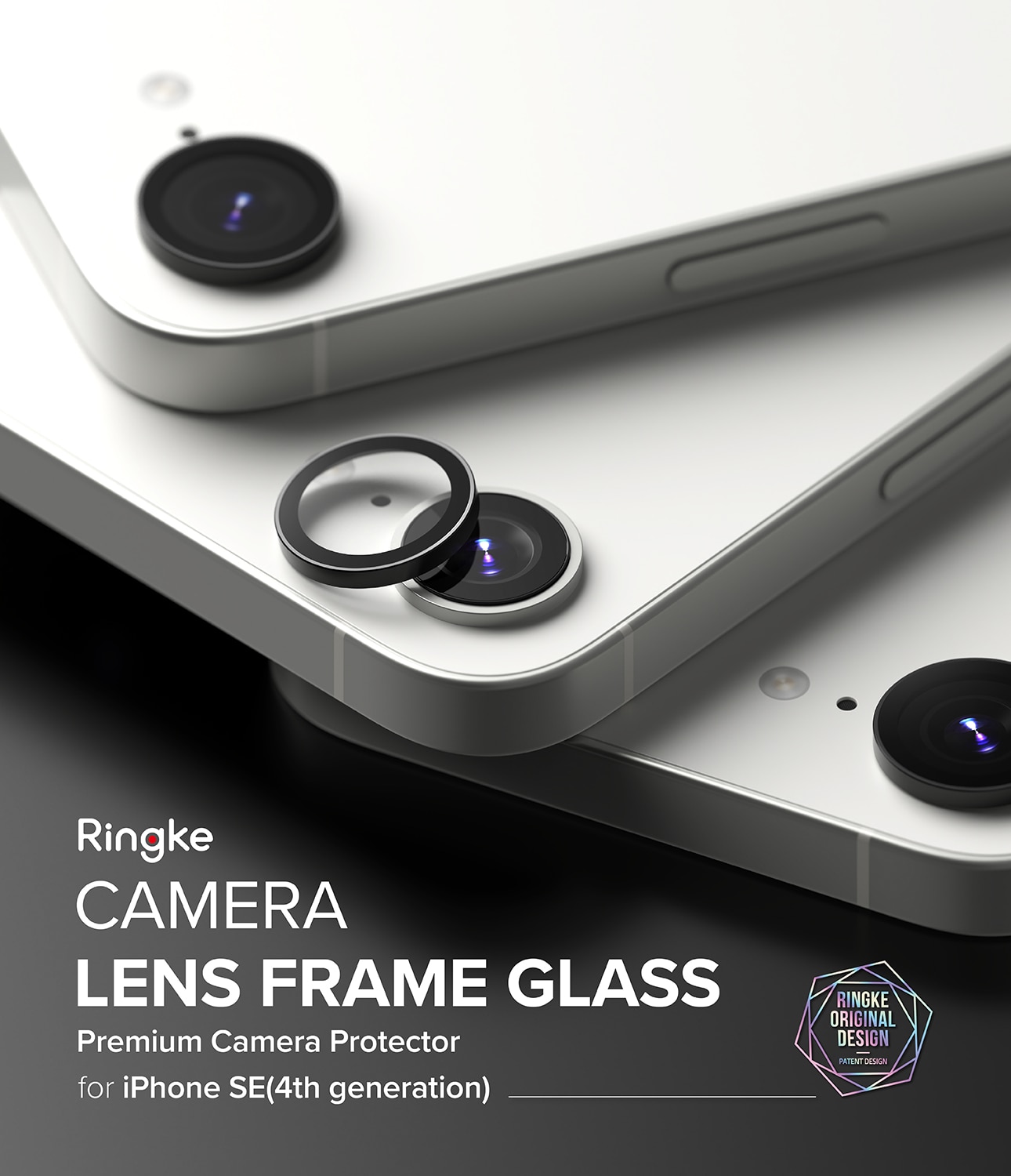 Camera Lens Frame Glass (2 pièces) iPhone SE 4 Black